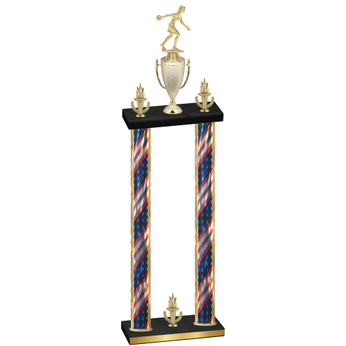 Double Flag USA Victory Bowling Trophy