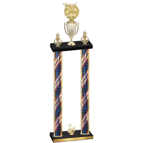 Double Flag USA Second Place Bowling Trophy
