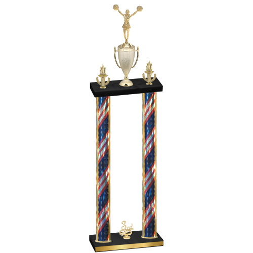Double Flag USA Third Place Cheerleading Trophy