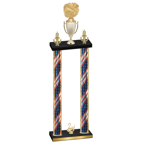Double Flag USA Second Place Cheerleading Trophy