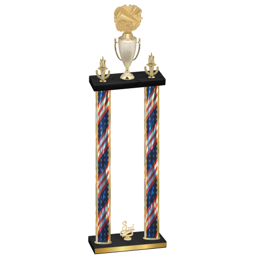 Double Flag USA Third Place Cheerleading Trophy
