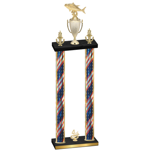 Double Flag USA Fourth Place Fishing Trophy