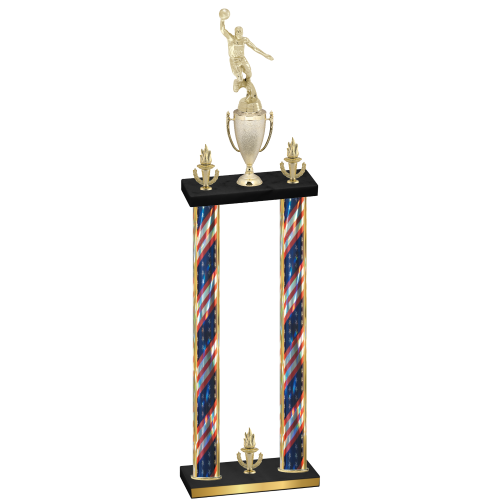 Double Flag USA Victory Basketball Trophy