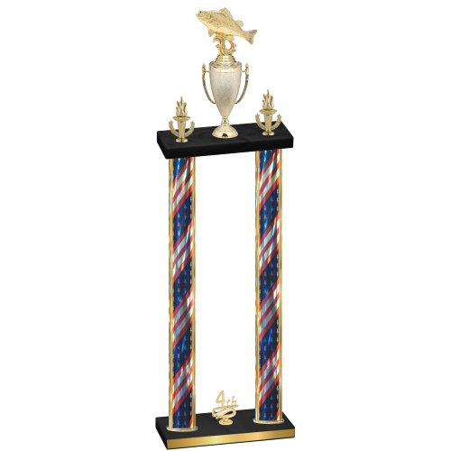 Double Flag USA Fourth Place Fishing Trophy