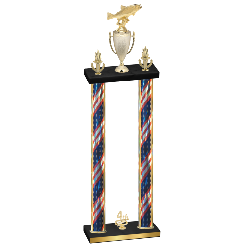 Double Flag USA Fourth Place Fishing Trophy