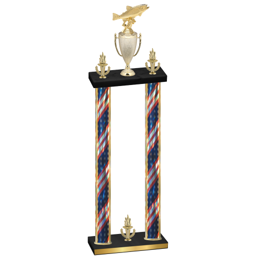 Double Flag USA Victory Fishing Trophy