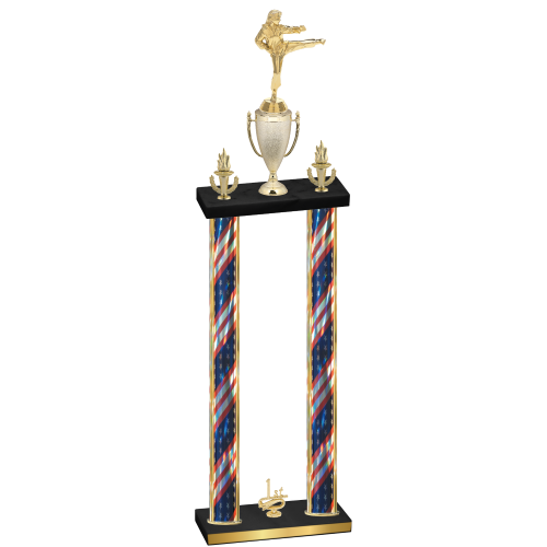 Double Flag USA First Place Karate Trophy