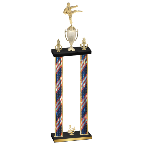Double Flag USA Third Place Karate Trophy