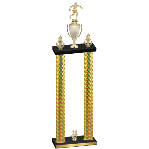 Double Gold Carbon Fiber Year Soccer Trophy