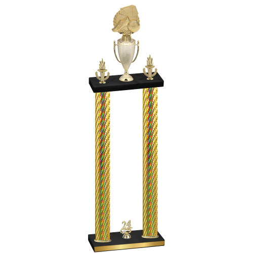 Double Gold Carbon Fiber Year Soccer Trophy