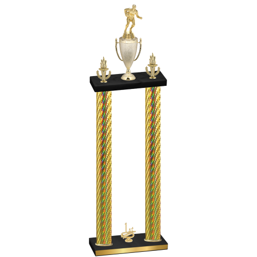 Double Gold Carbon Fiber First Place Rugby Trophy