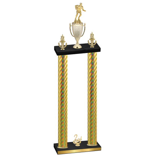 Double Gold Carbon Fiber Second Place Rugby Trophy