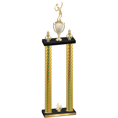 Double Gold Carbon Fiber Fourth Place Tennis Trophy