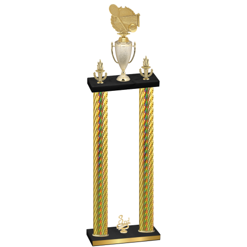 Double Gold Carbon Fiber Third Place Tennis Trophy