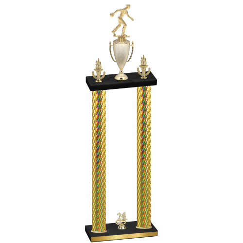 Double Gold Carbon Fiber Year Bowling Trophy