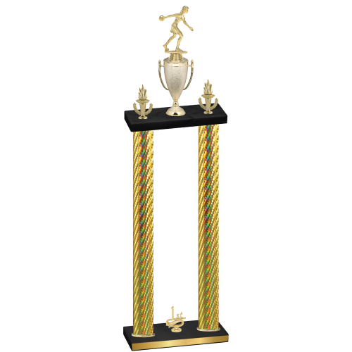 Double Gold Carbon Fiber First Place Bowling Trophy