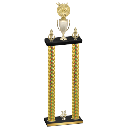 Double Gold Carbon Fiber Year Bowling Trophy