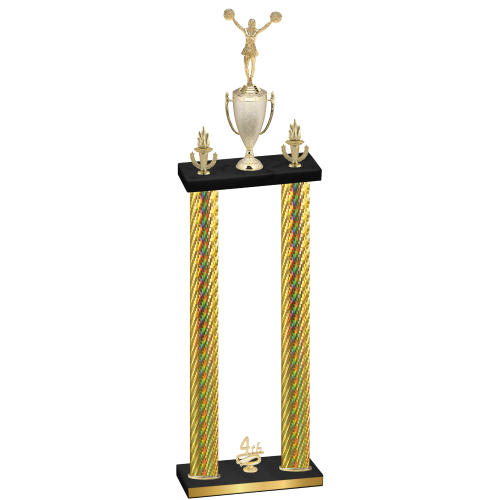 Double Gold Carbon Fiber Fourth Place Cheerleading Trophy