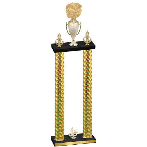 Double Gold Carbon Fiber Fourth Place Cheerleading Trophy