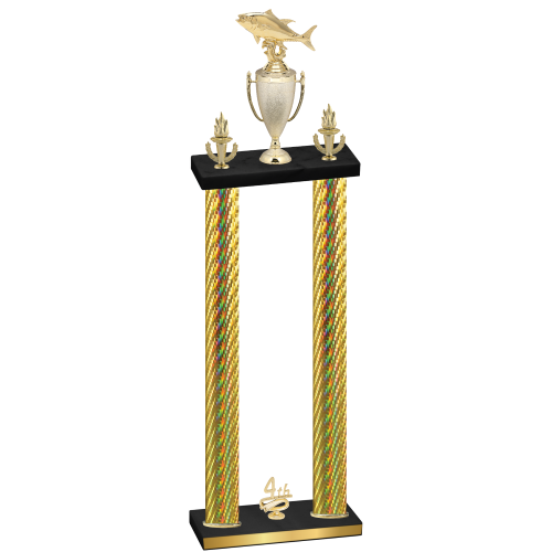 Double Gold Carbon Fiber Fourth Place Fishing Trophy