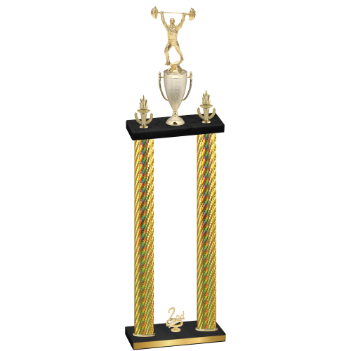 Double Gold Carbon Fiber Second Place Weights Trophy