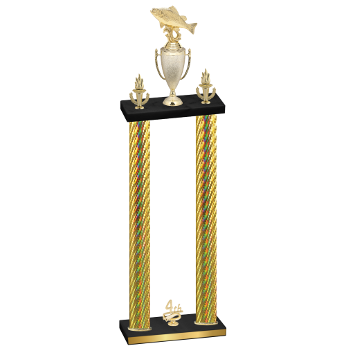 Double Gold Carbon Fiber Fourth Place Fishing Trophy