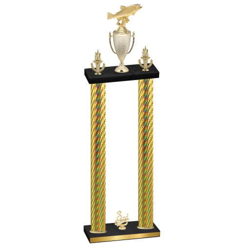 Double Gold Carbon Fiber Third Place Fishing Trophy