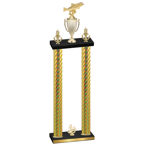 Double Gold Carbon Fiber Fourth Place Fishing Trophy