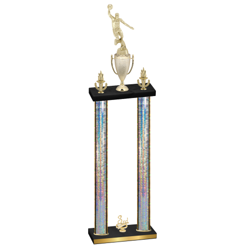 Double Silver Glacier Third Place Basketball Trophy