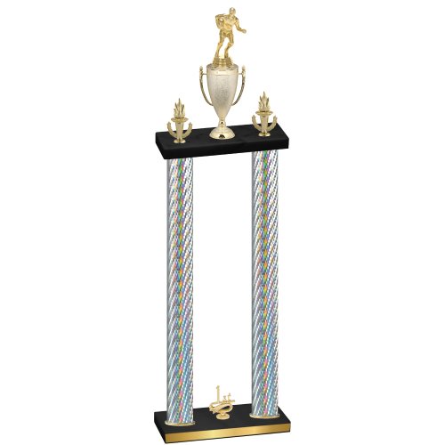 Double Silver Carbon Fiber First Place Rugby Trophy