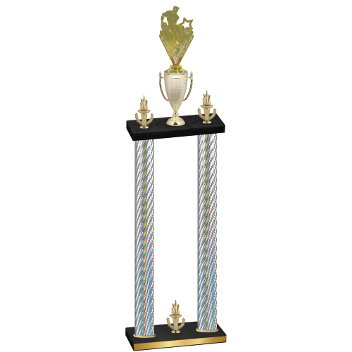 Double Silver Carbon Fiber Victory Rugby Trophy