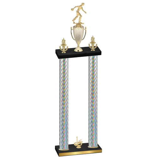 Double Silver Carbon Fiber First Place Bowling Trophy