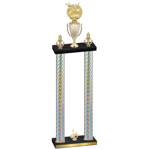 Double Silver Carbon Fiber First Place Bowling Trophy