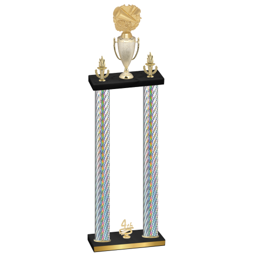 Double Silver Carbon Fiber Fourth Place Cheerleading Trophy