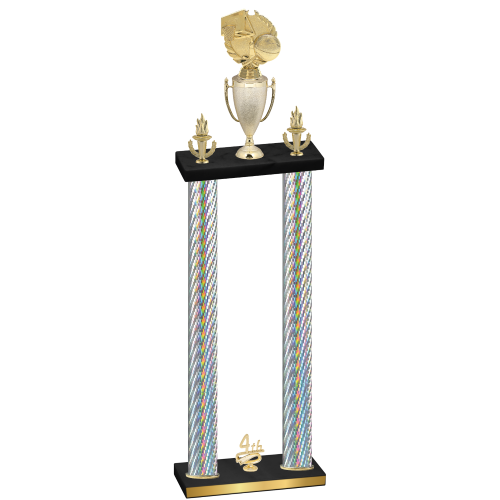 Double Silver Carbon Fiber Fourth Place Basketball Trophy