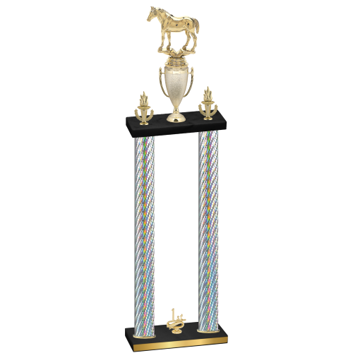 Double Silver Carbon Fiber First Place Horses Trophy