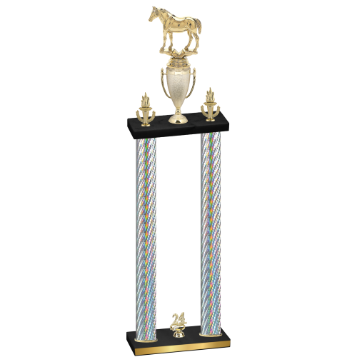 Double Silver Carbon Fiber Year Horses Trophy