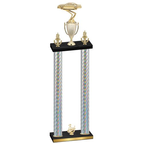 Double Silver Carbon Fiber Third Place Cars Trophy