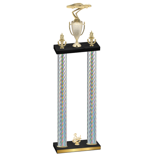 Double Silver Carbon Fiber Third Place Cars Trophy