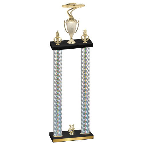 Double Silver Carbon Fiber Year Cars Trophy