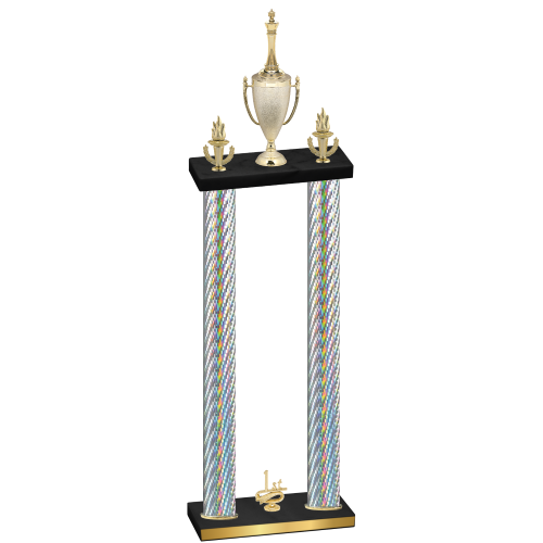 Double Silver Carbon Fiber First Place Chess Trophy