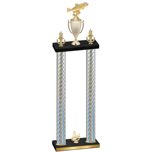Double Silver Carbon Fiber Third Place Fishing Trophy