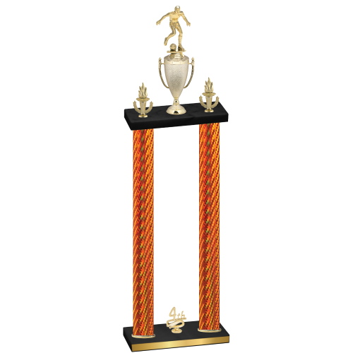 Double Orange Carbon Fiber Fourth Place Soccer Trophy