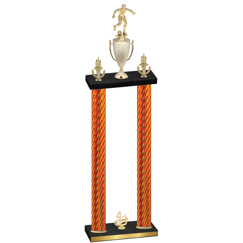 Double Orange Carbon Fiber Fourth Place Soccer Trophy