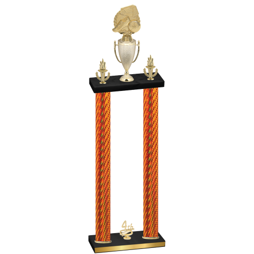 Double Orange Carbon Fiber Fourth Place Soccer Trophy
