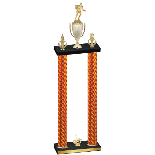 Double Orange Carbon Fiber First Place Rugby Trophy