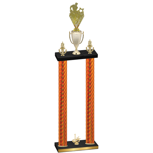Double Orange Carbon Fiber First Place Rugby Trophy