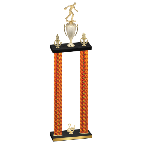 Double Orange Carbon Fiber Second Place Bowling Trophy