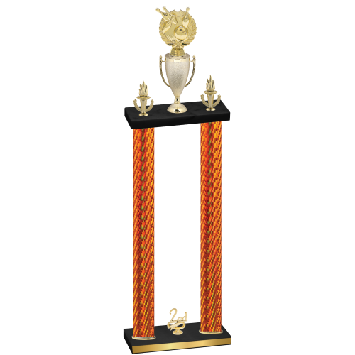 Double Orange Carbon Fiber Second Place Bowling Trophy