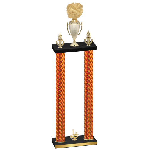 Double Orange Carbon Fiber First Place Cheerleading Trophy